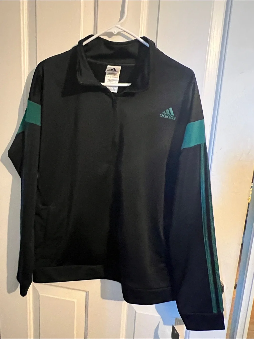 adidas Black Track Jacket and Pants with green  Accents With Tags